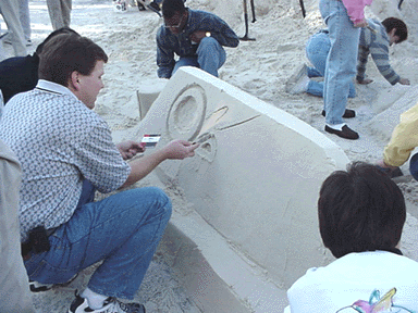 Verizon Team Carving a Logo...